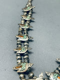 Sensational Vintage Native American Navajo Turquoise Sterling Silver Squash Blossom Necklace-Nativo Arts