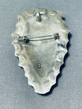 Bill Slim Vintage Native American Navajo Kingman Turquoise Sterling Silver Pin/ Pendant Signed-Nativo Arts