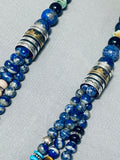 Native American Authentic Singer Rare Rounded Lapis Sterling Silver Necklace-Nativo Arts
