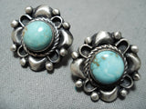 Marvelous Native American Navajo Royston Turquoise Sterling Silver Earrings-Nativo Arts