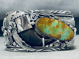 Incredibly Intricate Native American Navajo Royston Turquoise Sterling Silver Bracelet-Nativo Arts