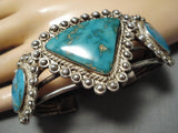 Superior Vintage Native American Navajo Morenci Turquoise Sterling Silver Bracelet Cuff-Nativo Arts