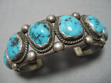 Magnificent Vintage Native American Navajo Morenci Turquoise Sterling Silver Bracelet Old-Nativo Arts