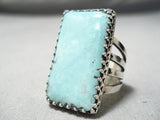 Native American Amazing Rectangular Turquoise Vintage Navajo Sterling Silver Ring-Nativo Arts