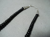 Native American Exquisite Vintage Santo Domingo Jet Sterling Silver Necklace-Nativo Arts