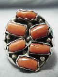 Fabulous Navajo Coral Sterling Silver Ring Native American-Nativo Arts