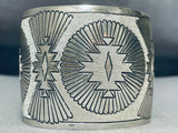 Huge Concho Native American Navajo Hand Tooled Sterling Silver Bracelet Cuff-Nativo Arts