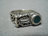 Fantastic Vintage Native American Navajo Inlay Cerrillos Turquoise Sterling Silver Ring-Nativo Arts
