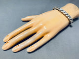 Thick Twist Hand Woven Vintage Native American Navajo Sterling Silver Bracelet Cuff-Nativo Arts