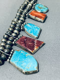 Rare Native American Acoma Vintage Turquoise Sterling Silver Squash Blossom Necklace-Nativo Arts