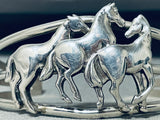 Detailed Intricate Vintage Native American Navajo Horse Sterling Silver Bracelet-Nativo Arts