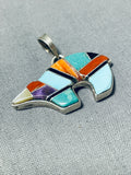 Rare Vintage Native American Navajo Inlay Turquoise Sugulite Jet Sterling Silver Bear Pendant-Nativo Arts
