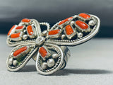 Native American Danny Brown Massive Butterfly Coral Sterling Silver Ring-Nativo Arts