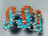 One Of The Most Unique Ever Vintage Native American Zuni Sterling Silver Turquoise Bracelet-Nativo Arts