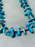 Rare Longer Excellent Vintage Native American Navajo Kingman Turquoise Necklace-Nativo Arts