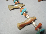 Expressive Vintage Native American Zuni Turquoise Sterling Silver Necklace Old-Nativo Arts