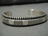 Detailed Johnny Nez Vintage Navajo Sterling Silver Native American Bracelet-Nativo Arts