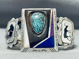 One Of The Most Unique Ever Vintage Native American Navajo Turquoise Sterling Silver Bracelet-Nativo Arts
