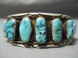 Opulent Vintage Native American Navajo Turquoise Sterling Silver Heavy Bracelet Old-Nativo Arts