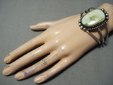 Huge Vintage Native American Navajo Orvil Jack Turquoise Sterling Silver Bracelet Old-Nativo Arts