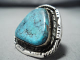 Remarkable Hopi Native American Kingman Turquoise Sterling Silver Ring-Nativo Arts