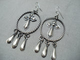 Cross Catcher Native American Navajo Lasso Repoussed Sterling Silver Earrings-Nativo Arts