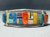 Extremely Intricate Vintage Native American Navajo Turquoise Clasp Sterling Silver Bracelet-Nativo Arts