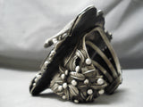 One Of The Biggest Native American Navajo Lizard Sterling Silver Turquoise Bracelet- 282 Grams-Nativo Arts