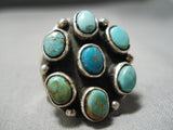 Huge Vintage Native American Navajo Royston Turquoise Snake Eyes Sterling Silver Ring-Nativo Arts