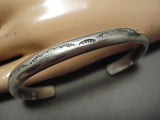 Thick Hand Tooled Vintage Native American Navajo Sterling Silver Bracelet-Nativo Arts