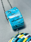 Native American One Of The Best Vintage Santo Domingo Turquoise Inlay Sterling Silver Necklace-Nativo Arts