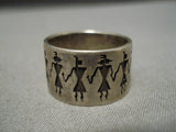 Very Unique!! Yei Rug Vintage Navajo Sterling Silver Native American Ring Old-Nativo Arts