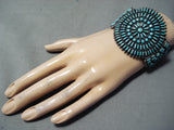 Native American One Of The Best Vintage Znavajo Turquoise Sterling Sluster Bracelet Old-Nativo Arts