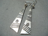 Stunning Vintage Navajo Creek Sterling Silver Earrings Native American-Nativo Arts