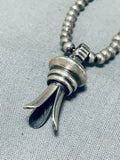 Rare Hand Tooled Vintage Native American Navajo Squash Pendant Necklace-Nativo Arts