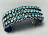 Opulent Vintage Native American Zuni Turquoise Snake Eyes Sterling Silver Bracelet Old-Nativo Arts