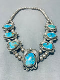 Important Vintage Native American Laguna Pilot Mountain Turquoise Sterling Silver Necklace-Nativo Arts