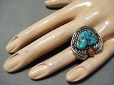 Special Vintage Native American Navajo Sleeping Beauty Turquoise Sterling Silver Ring Old-Nativo Arts