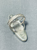 Magical Native American Navajo Jet Inlay Sterling Silver Ring Signed-Nativo Arts