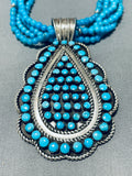 One Of The Finest Vintage Native American Zuni Turquoise Sterling Silver Necklace-Nativo Arts