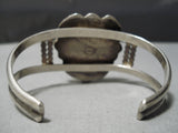 Very Rare!! Vintage Native American Navajo Hand Carved Heart Turquoise Sterling Silver Bracelet-Nativo Arts