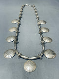 Absolutely Gorgeous Vintage Native American Navajo Sterling Silver Concho Necklace-Nativo Arts