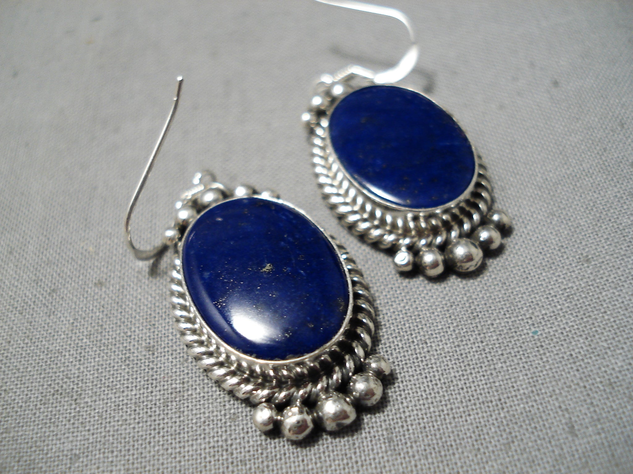 Navajo ALLISON SNOWHAWK LEE Sterling high quality Silver Lapis Lazuli Large Hinged Earrings