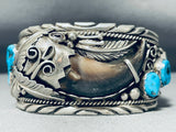 Authentic Vintage Native American Navajo Bear Turquoise Sterling Silver Bracelet-Nativo Arts