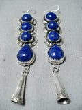 Important Navajo Lapis Sterling Silver Earrings Native American-Nativo Arts