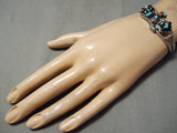 Incredible Vintage Zuni Native American Turquoise Sterling Silver Bracelet-Nativo Arts