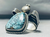 Huge Bug Whimsical Vintage Native American Navajo Spider Turquoise Sterling Silver Ring-Nativo Arts