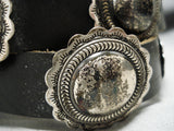 Amazing Vintage Native American Navajo Hand Tooled Sterling Silver Convex Concho Belt-Nativo Arts