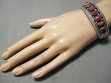 Chunky Coral Native American Navajo Sterling Silver Cloud 9 Bracelet-Nativo Arts