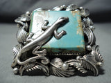 Exceptional San Felipe Native American 8 Turquoise Sterling Silver Gecko Ring-Nativo Arts